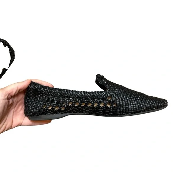Birdies the Staling black faux leather woven slip on loafers size 8.5 flats - Picture 9 of 9